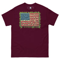 A Glitchy American Flag Made From Hemp Leaves - Unisex classic tee