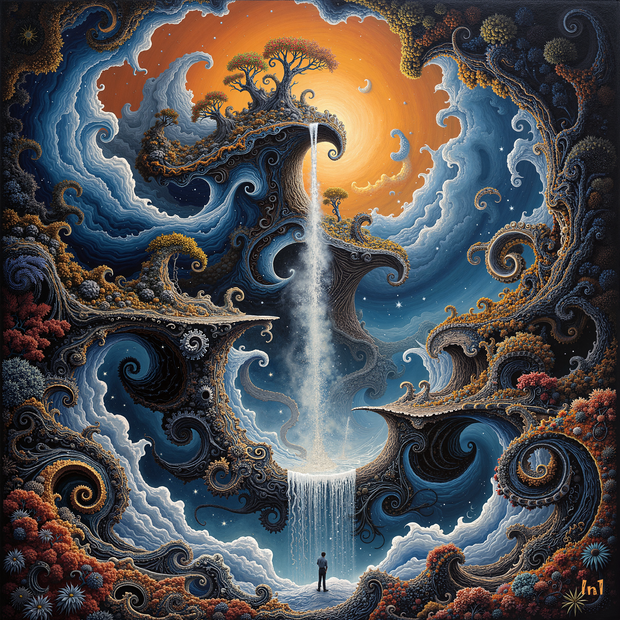 "The World Pours” - 36"w x 36"h Premium Canvas Wall Art