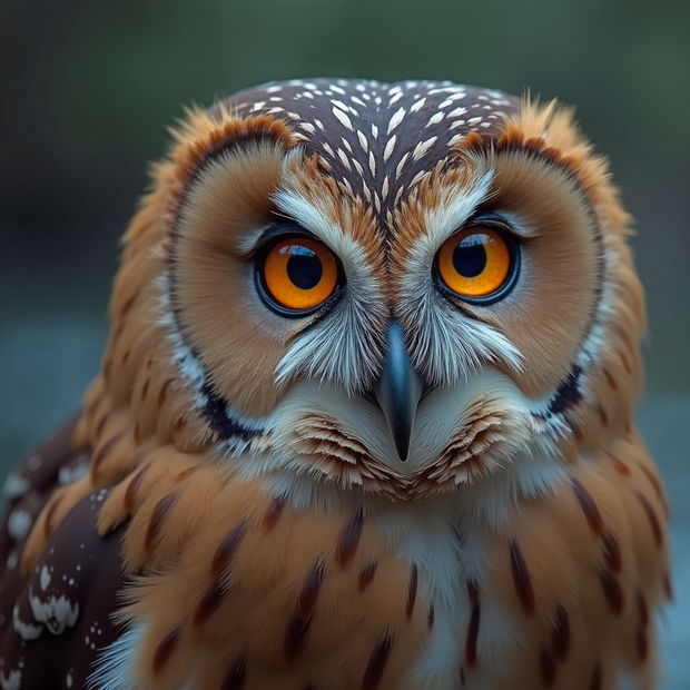 Close-up of an African Long-eared owl with a blurred natural background