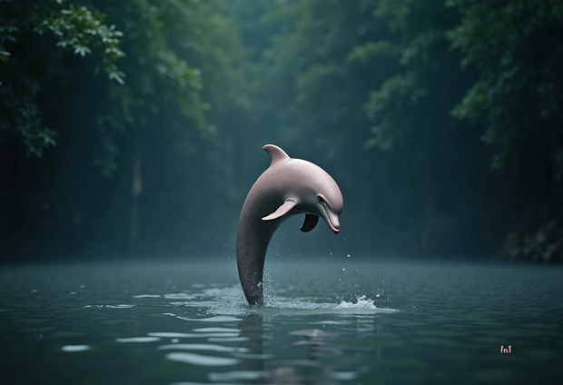 "Amazon River Pink Dolphin" Canvas Wall Art - 60"w x 40"h
