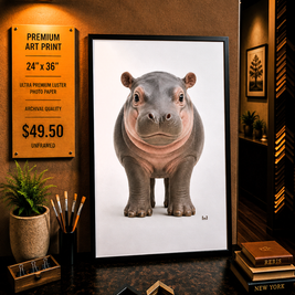 Baby Hippo - Premium Art Print - 24