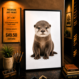 Baby Otter - Premium Art Print - 24