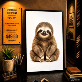 Baby Sloth - Premium Art Print - 24