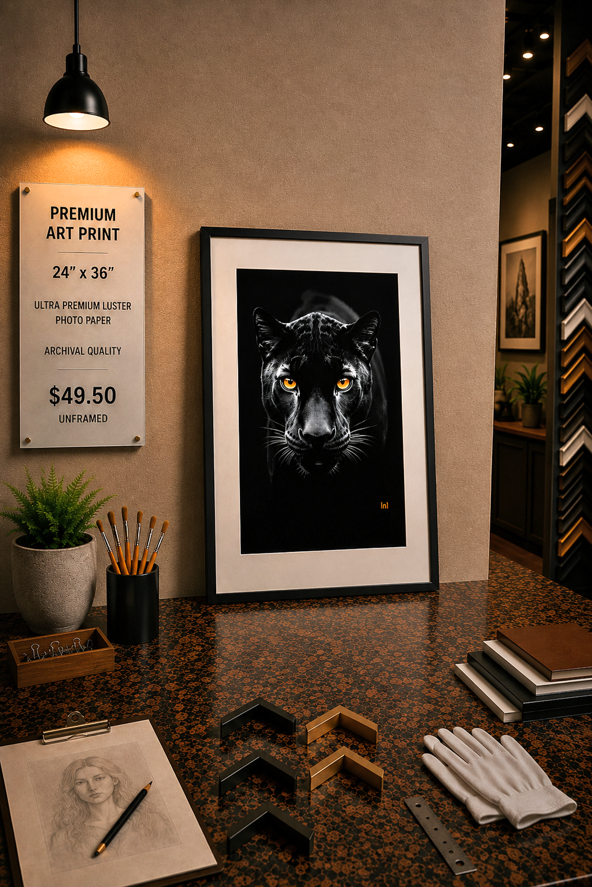 Black Jaguar - Premium Art Print - 24
