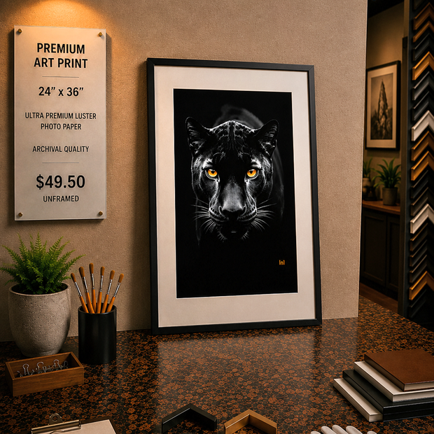 Black Jaguar - Premium Art Print - 24"w x 36"h