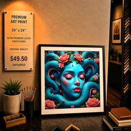 Blue Medusa - Premium Art Print - 24