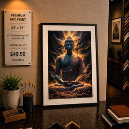 Buddha Silhouette - Premium Art Print - 24