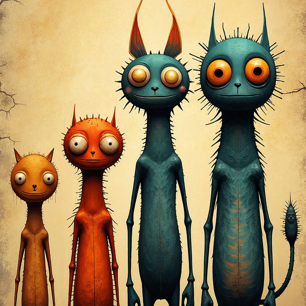 "Cat Family" Canvas Wall Art - 32"w x 48"h