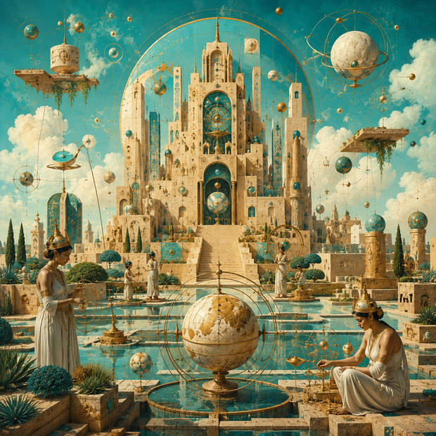 "Celestial Palace" Canvas Wall Art - 37"w x 37"h