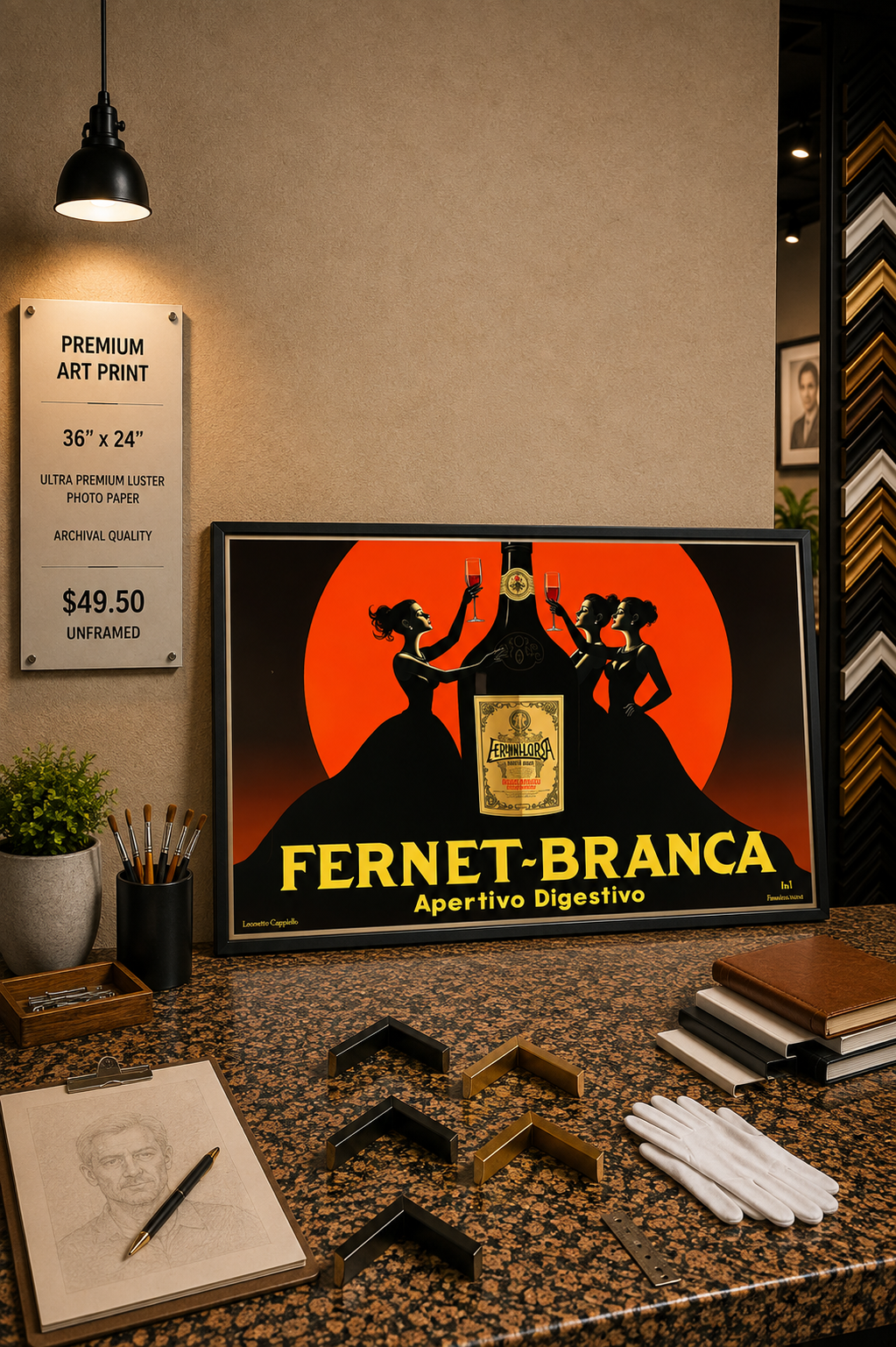 Fernet-Branca Apertivo - Premium Art Print - 36"w x 24"h