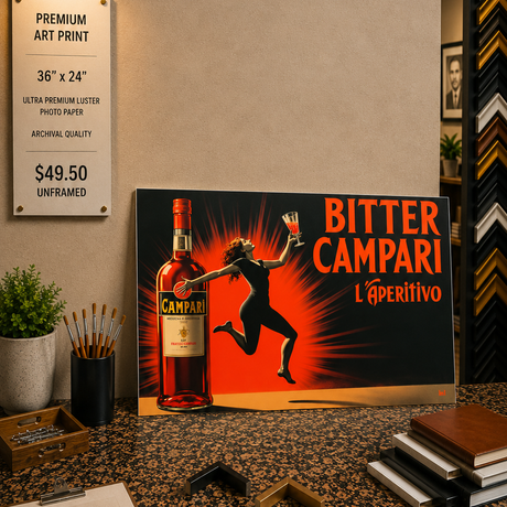 Bitter Campari L'Aperitivo - Premium Art Print - 36"w x 24"h