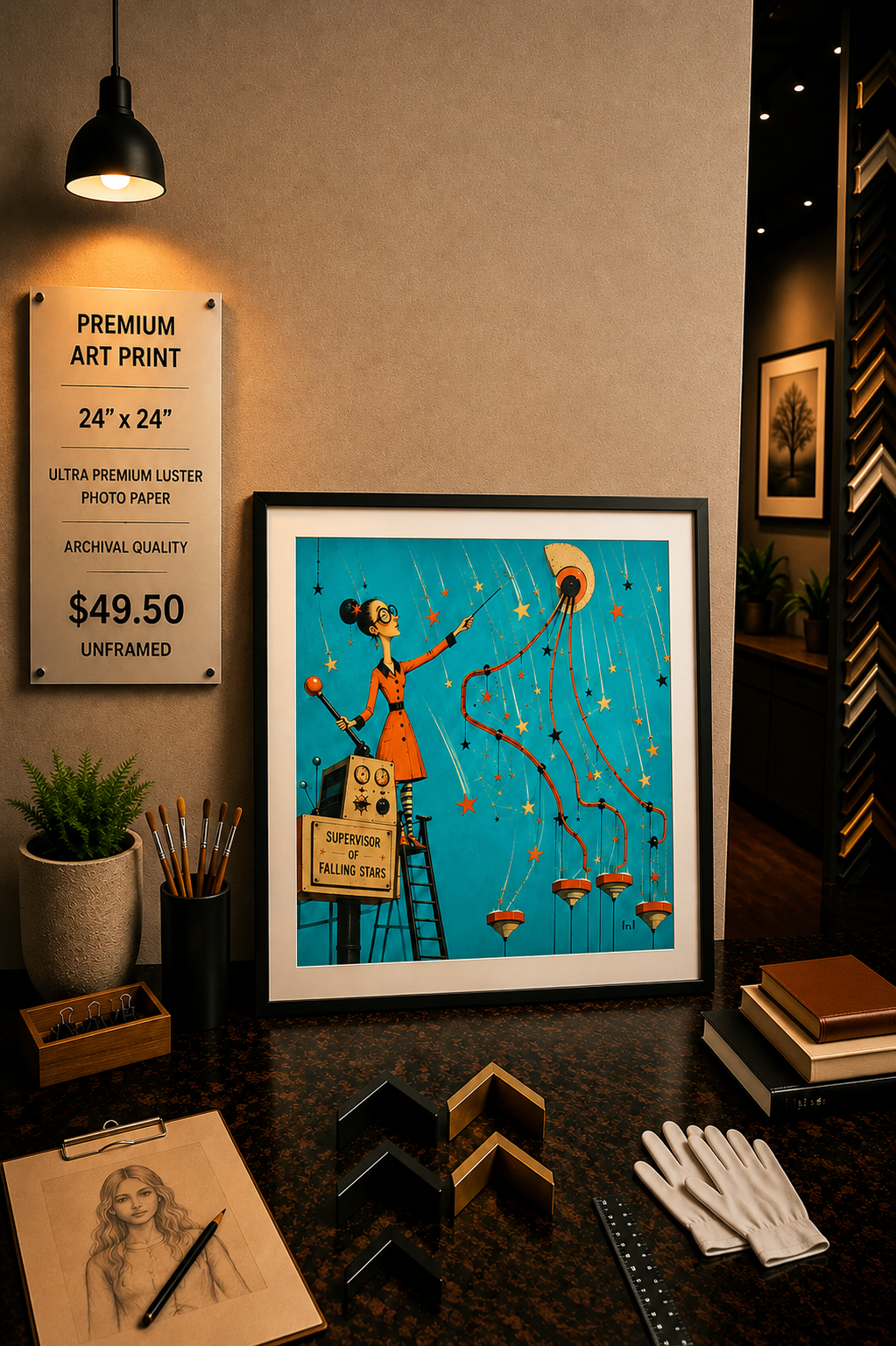 Supervisor of Falling Stars - Premium Art Print - 24"w x 24"h