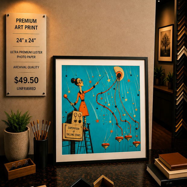 Supervisor of Falling Stars - Premium Art Print - 24"w x 24"h