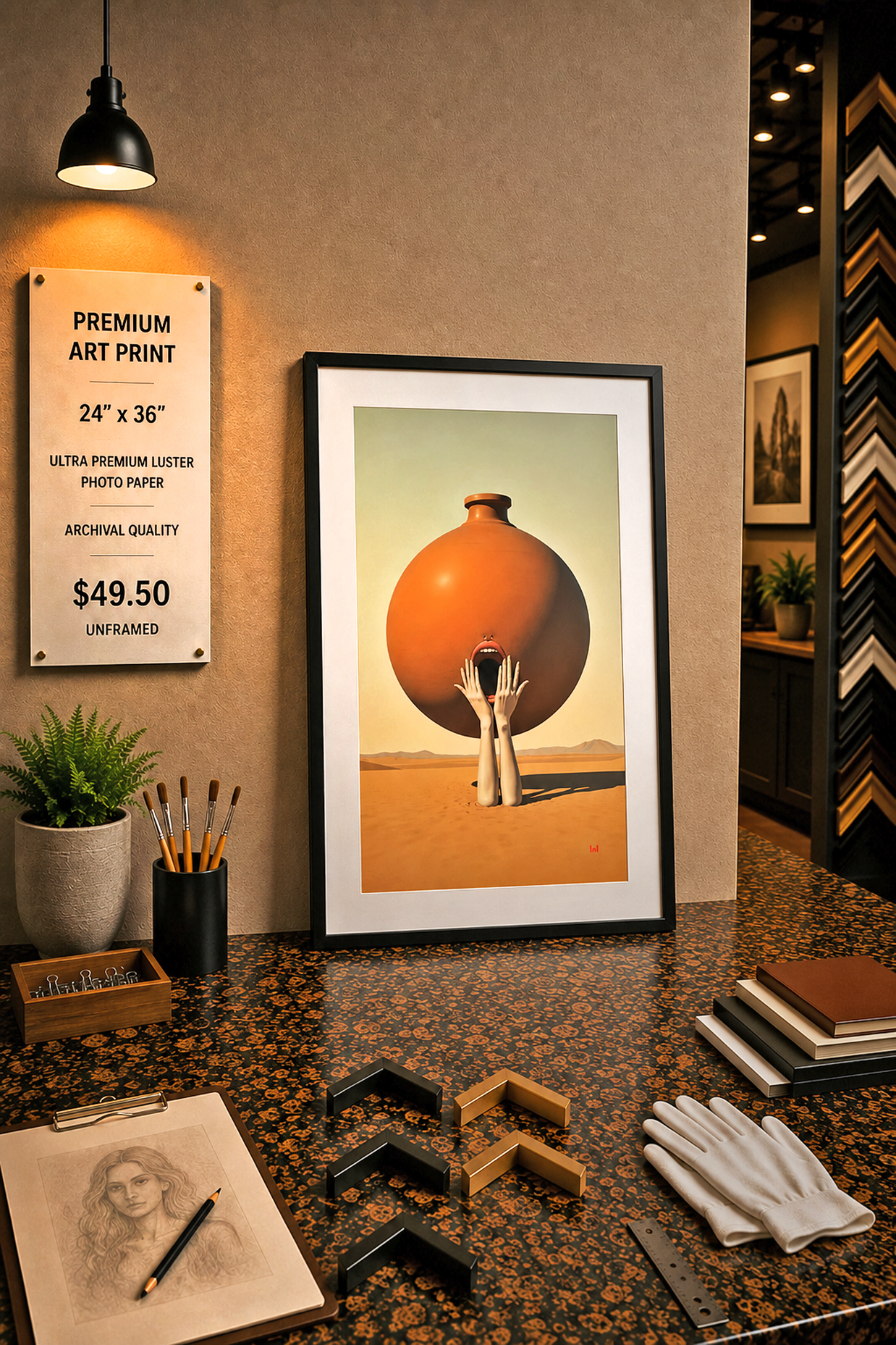 Clay Amphora - Premium Art Print - 24"w x 36"h