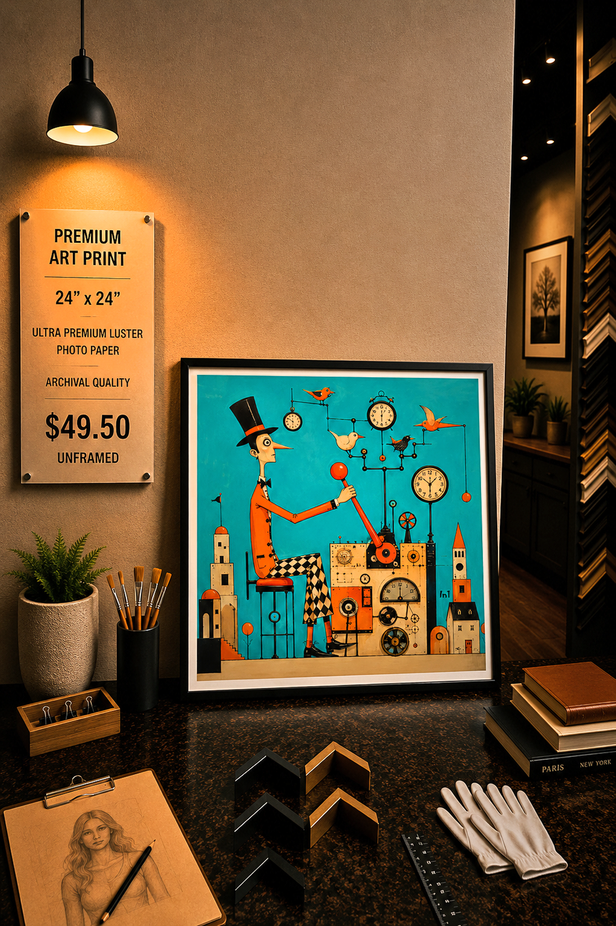 Clockwork Dreamer - Premium Art Print - 24"w x 24"h