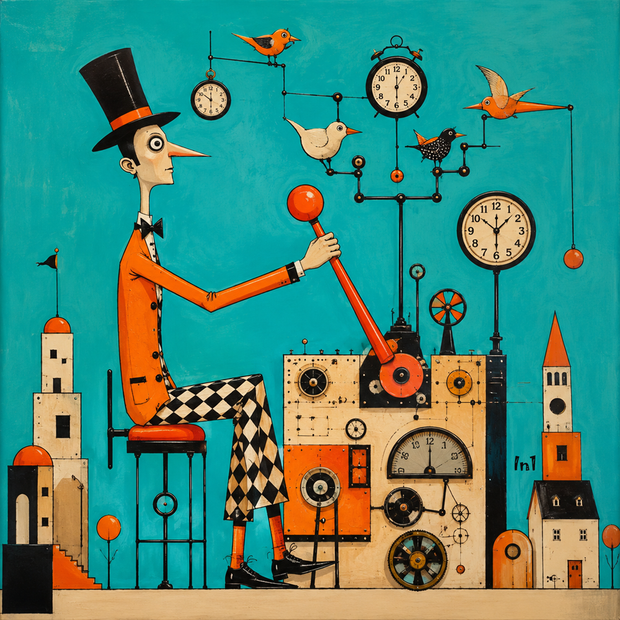 "Clockwork Dreamer" Canvas Wall Art - 37"w x 37"h