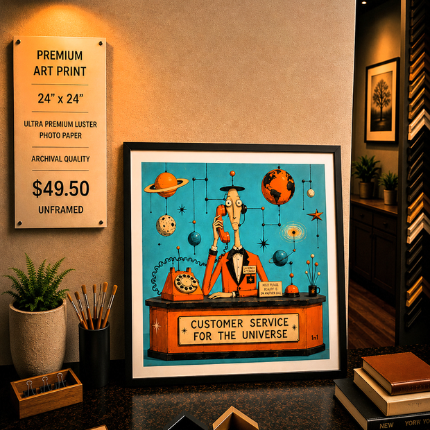 Customer Service for the Universe - Premium Art Print - 24"w x 24"h
