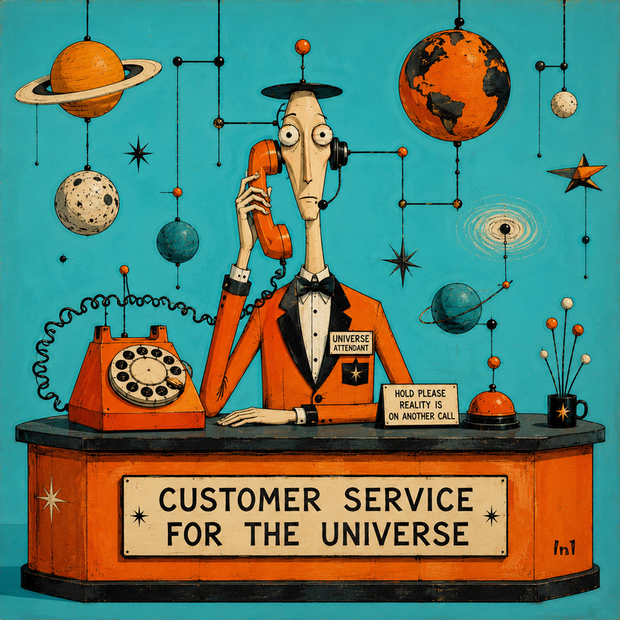 "Customer Service for the Universe" Canvas Wall Art - 37"w x 37"h