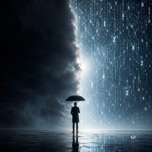 "Digital Downpour" Canvas Wall Art - 37"w x 37"h