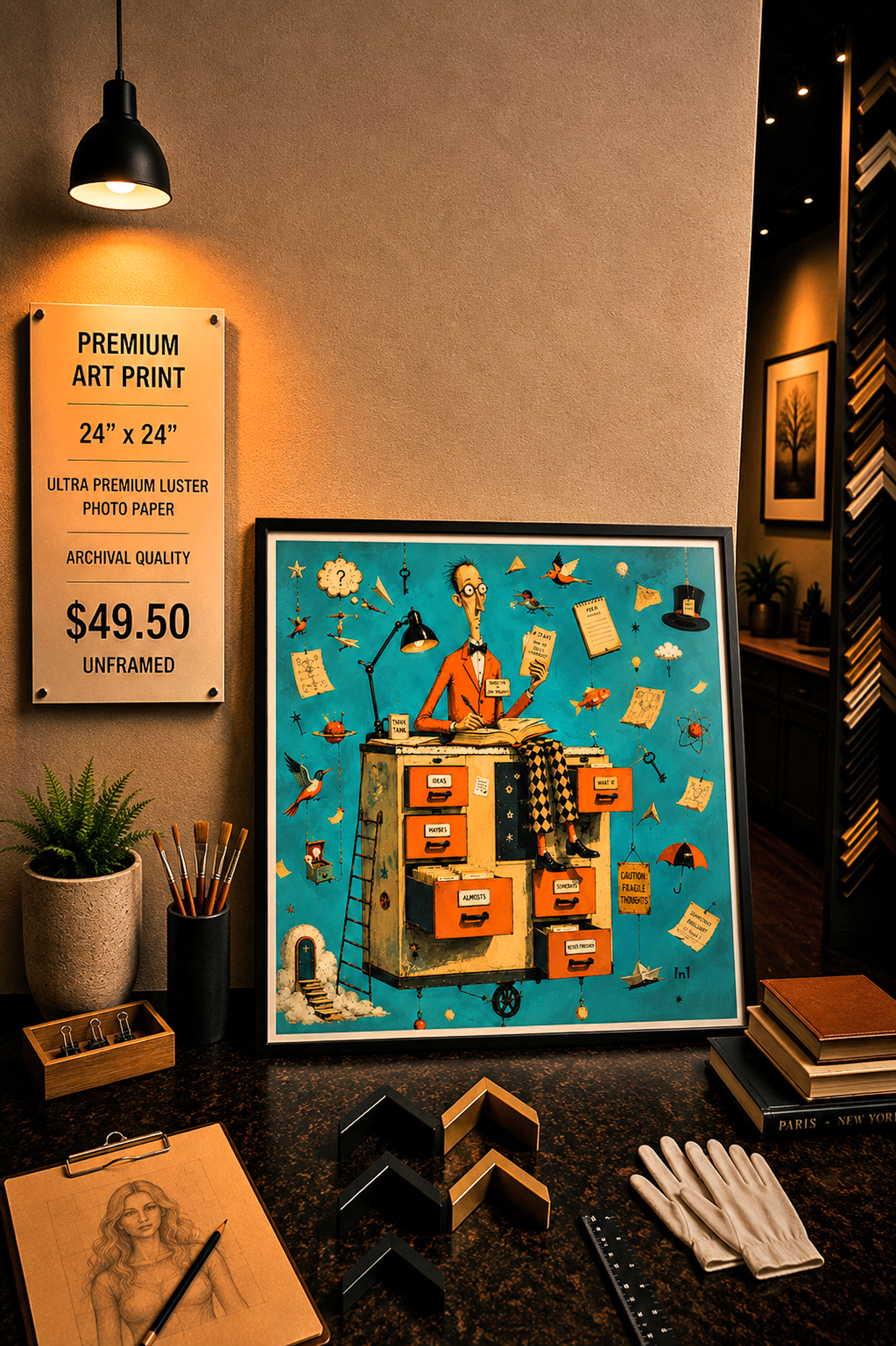 Director of Lost Thoughts - Premium Art Print - 24"w x 24"h