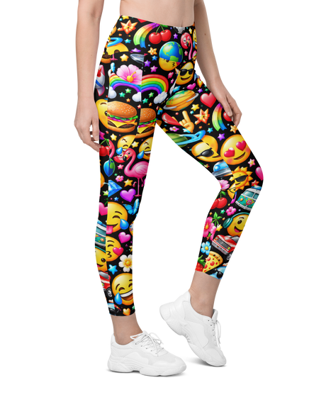 Leggings that are covered in emoji's.