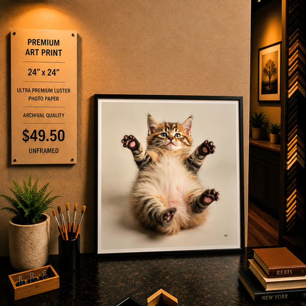 Fat Cat - Premium Art Print - 24"w x 24"h