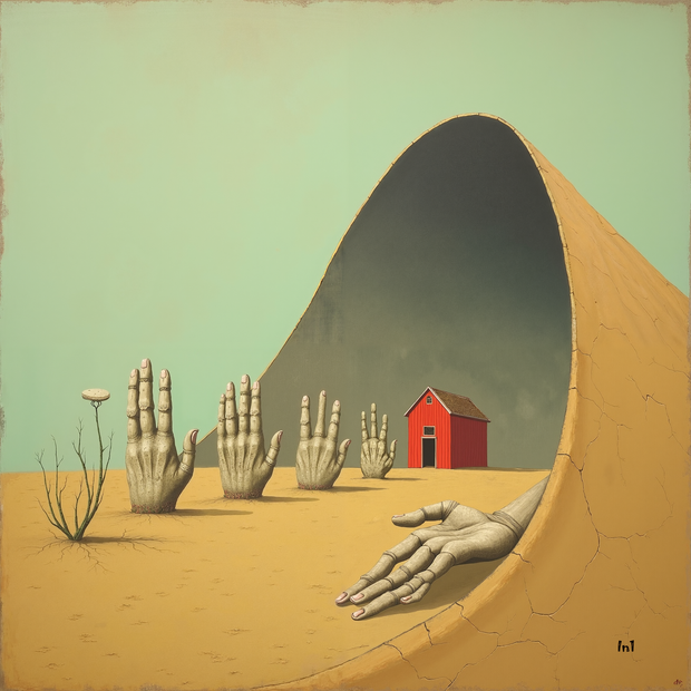 "Five Hands" - 36"w x 36"h Canvas Wall Art