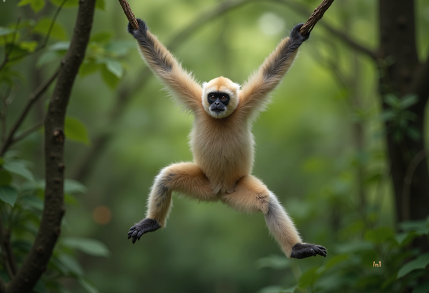 "Gibbon" Canvas Wall Art - 36"w x 36"h