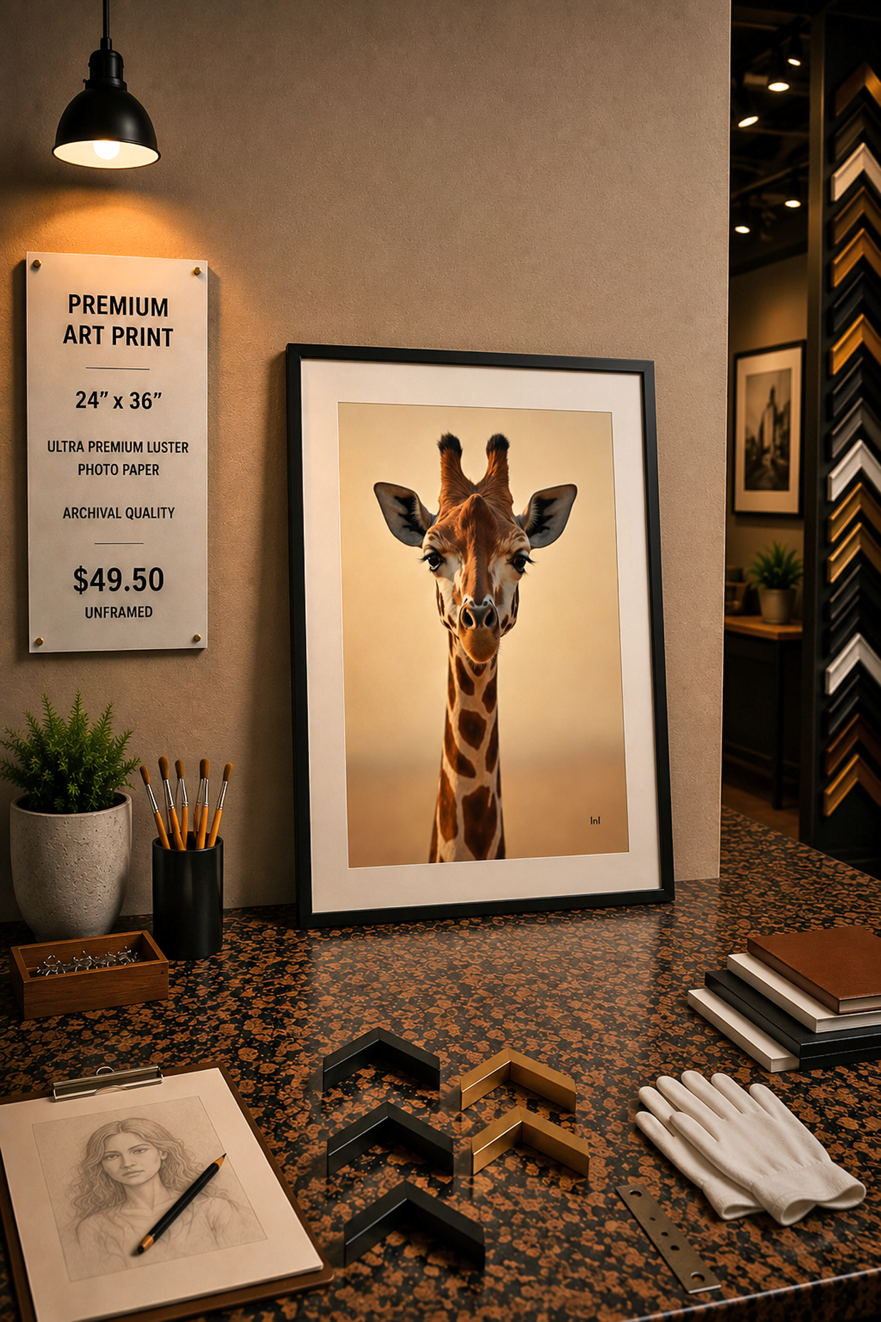 Giraffe - Premium Art Print - 24"w x 36"h