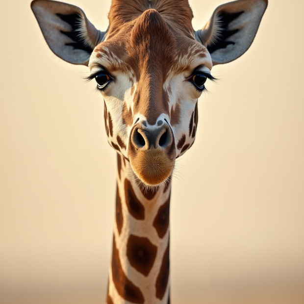 Close-up of a giraffe's face with a blurred background