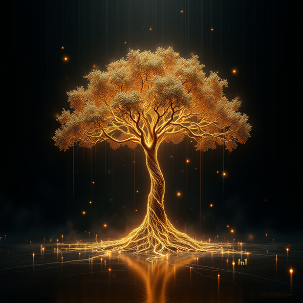 "The Golden Tree" Canvas Wall Art - 37"w x 37"h