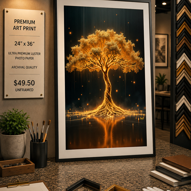 Golden Tree - Premium Art Print - 24"w x 36"h