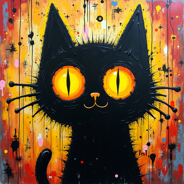 "Good Luck Kitty" Canvas Wall Art - 20"w x 20"h
