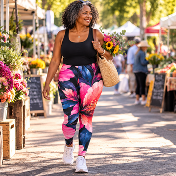Pink Floral Explosion | Art in Motion Leggings with pockets