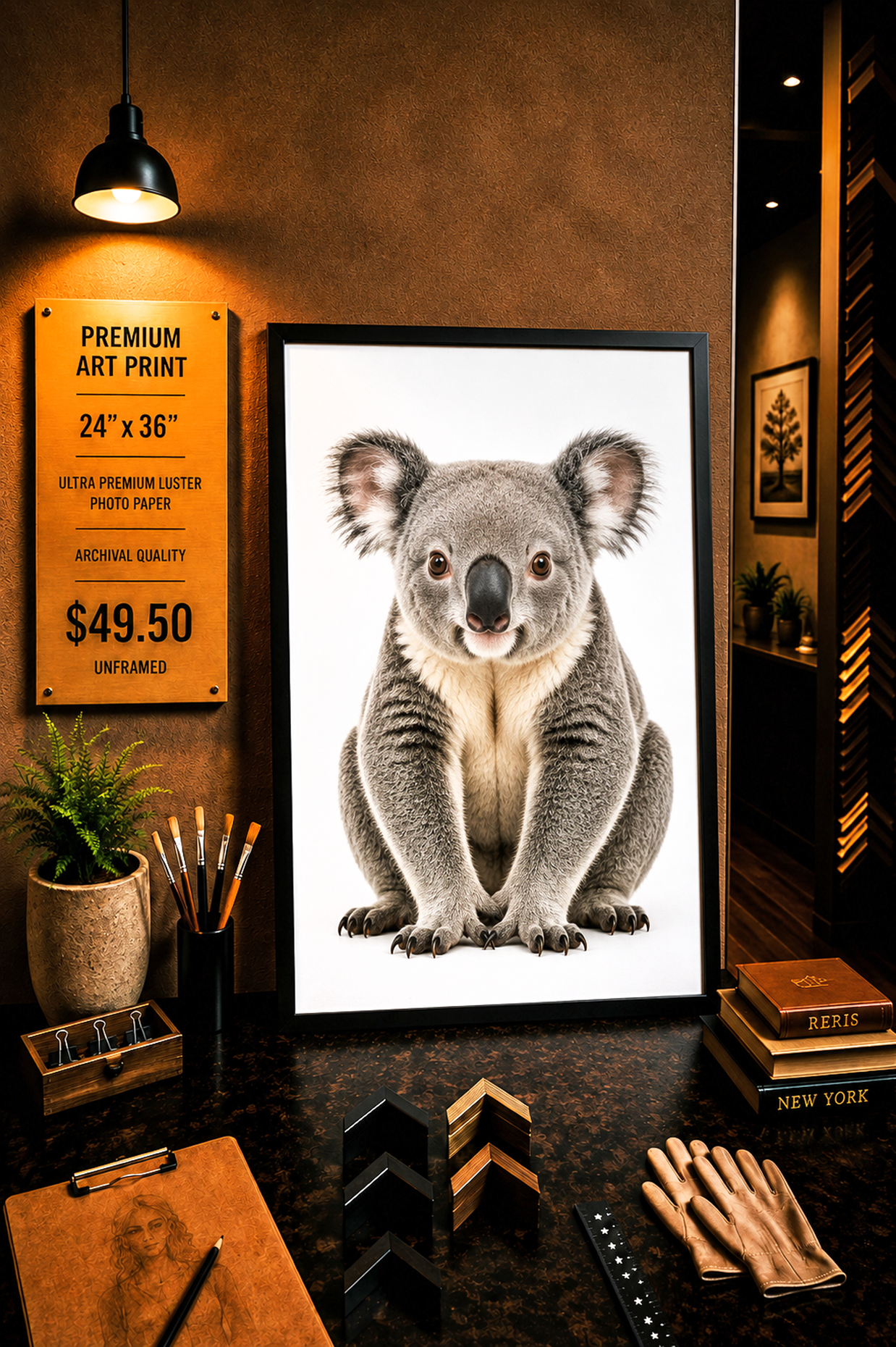 Koala Bear - Premium Art Print - 24"w x 36"h