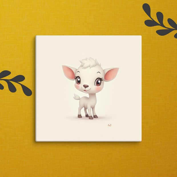 Illustration of a cute deer on a white background with a yellow border