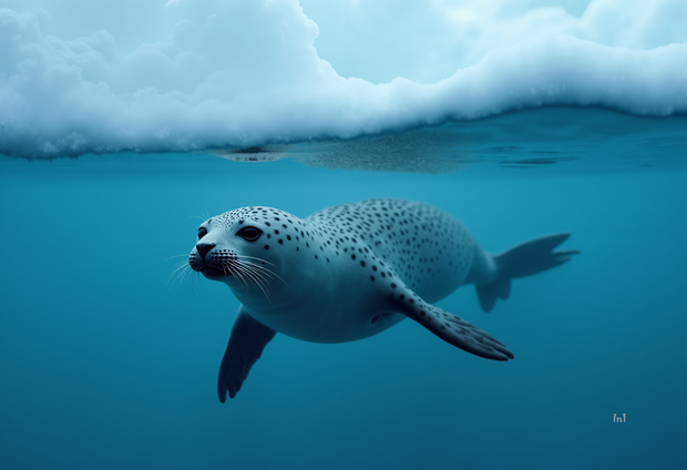 "Leopard Seal" Canvas Wall Art - 60"w x 40"h