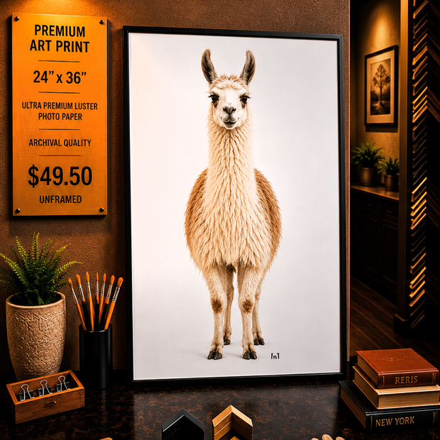 Llama - Premium Art Print - 24"w x 36"h