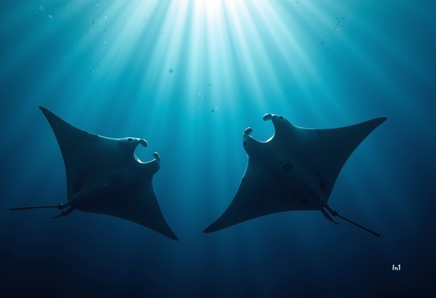 "Manta Rays" Canvas Wall Art - 18"w x 12"h