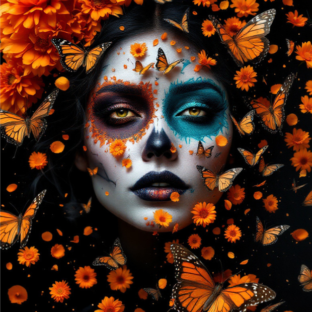 "Mariposa de los Muertos" - Canvas Wall Art - 40"w x 60"h