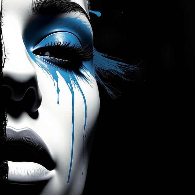 “Split Signal: Blue” - 16"w x 48"h Canvas Wall Art
