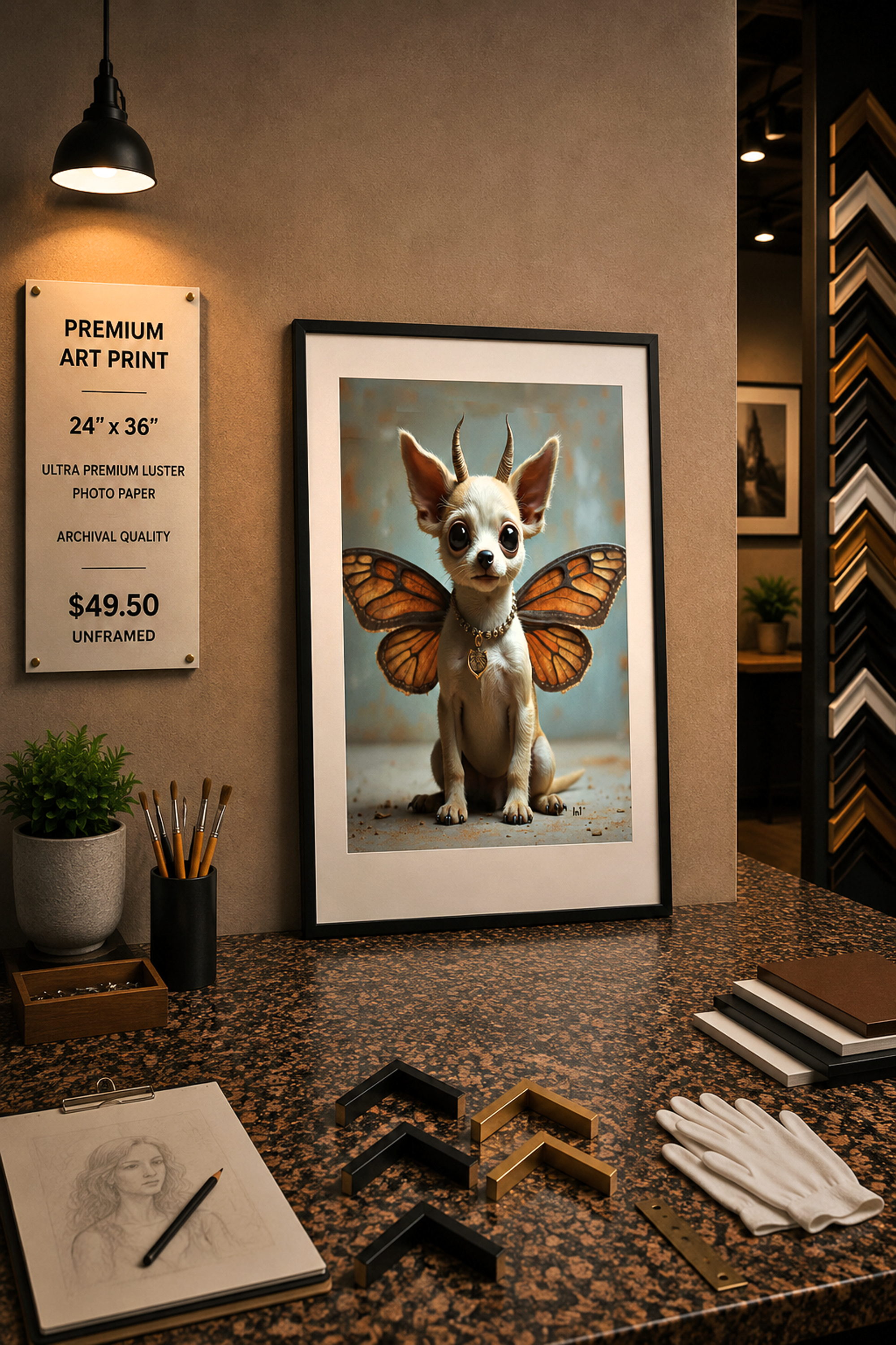 Moth Dog - Premium Art Print - 24