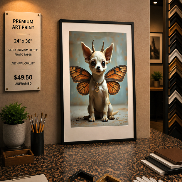 Moth Dog - Premium Art Print - 24"w x 36"h