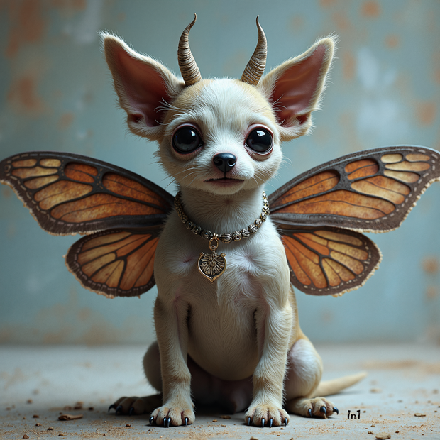 "Moth Dog" Canvas Wall Art - 24"w x 24"h