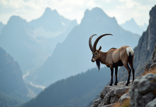 "Mountain Ibex" Canvas Wall Art - 48"w x 32"h