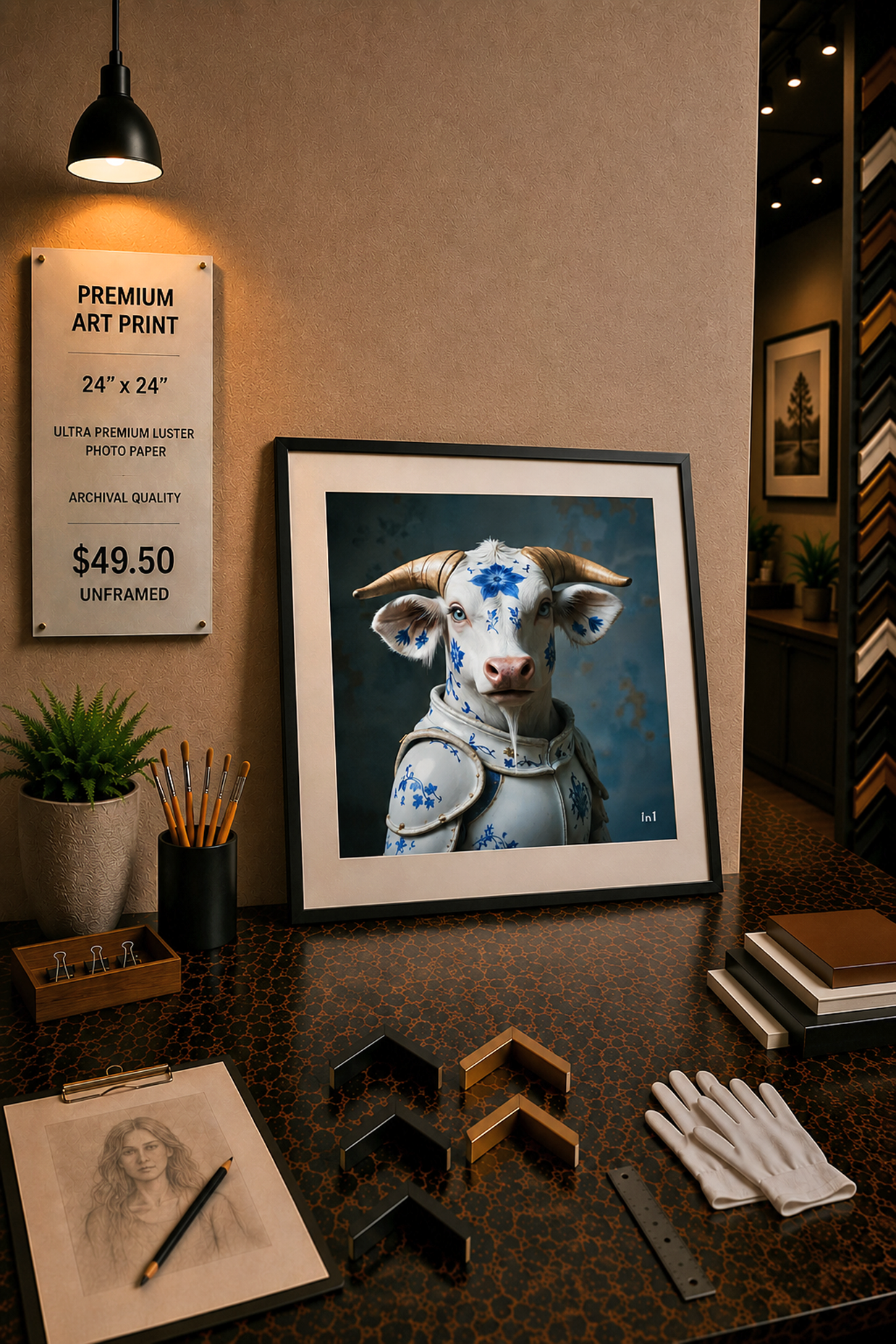 Mr. Bull - Premium Art Print - 24" x 24"