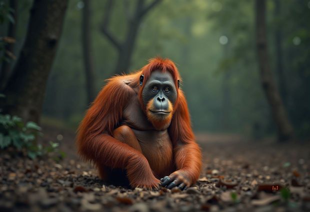 "Orangutan" Canvas Wall Art - 48"w x32"h