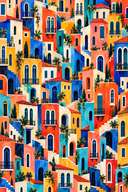 "Paint the Town" - Canvas Wall Art - 28"w x 40"h