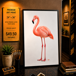 Pink Flamingo - Premium Art Print - 24