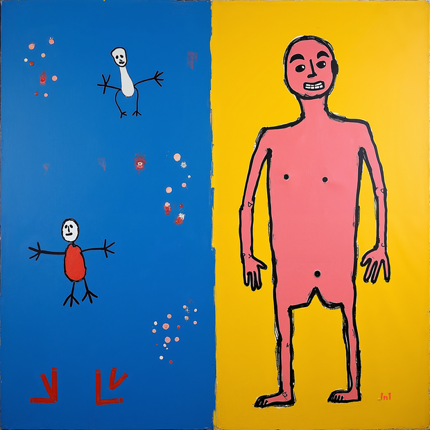 "Pink Man" -30"w x 30"h Canvas Wall Art